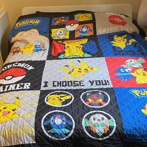 Pokemon Trained Black Quilt Blanket 2017 Franco Graphics Nintendo Size Queen
